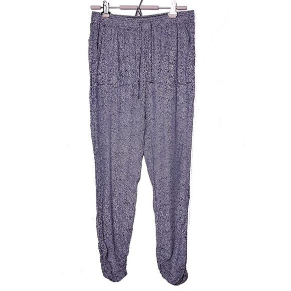 Thread & Supply | Black White Pebble Print Ruched Jogger Pants, Large - Picture 1 of 7